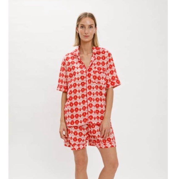Nimbu Pajama Top in Ikat Red - Picture 2 of 2